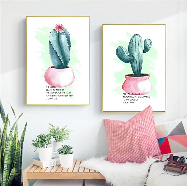 Carteles nórdicos e impresiones geométricas abstractas de Cactus, planta de cuerpo humano, arte de pared, lienzo, pintura, decoración de imágenes para sala de estar