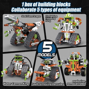 593 Stück 5 in 1 APP Control STEM Programmier roboter Bausteine Kit Science 2,4 GHz Wiederauf lad bares RC Stunt Racer Tank 3D-Spielzeug - Product Image 5