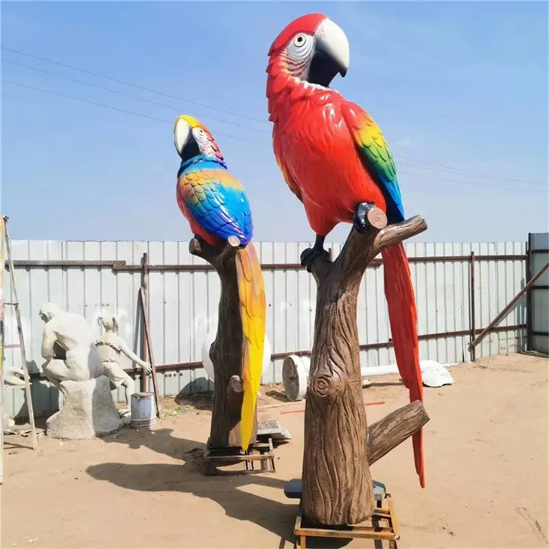 सजावट के लिए तोते पक्षी राल फाइबरग्लास मूर्ति मूर्तिकला आउटडोर इनडोर जीवन आकार पक्षी राल फाइबरग्लास मूर्तिकला को अनुकूलित करें