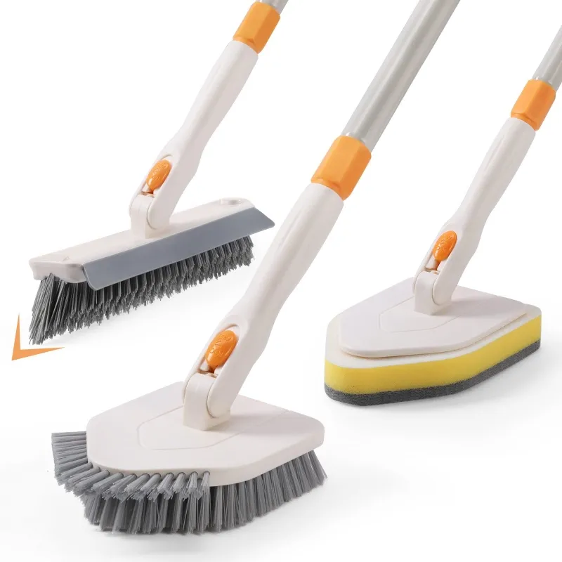 3 em 1 Escova de Limpeza para Telha Paredes de Chuveiro com Punho Longo Floor Scrub Brush Bathtub Tub Scrubber