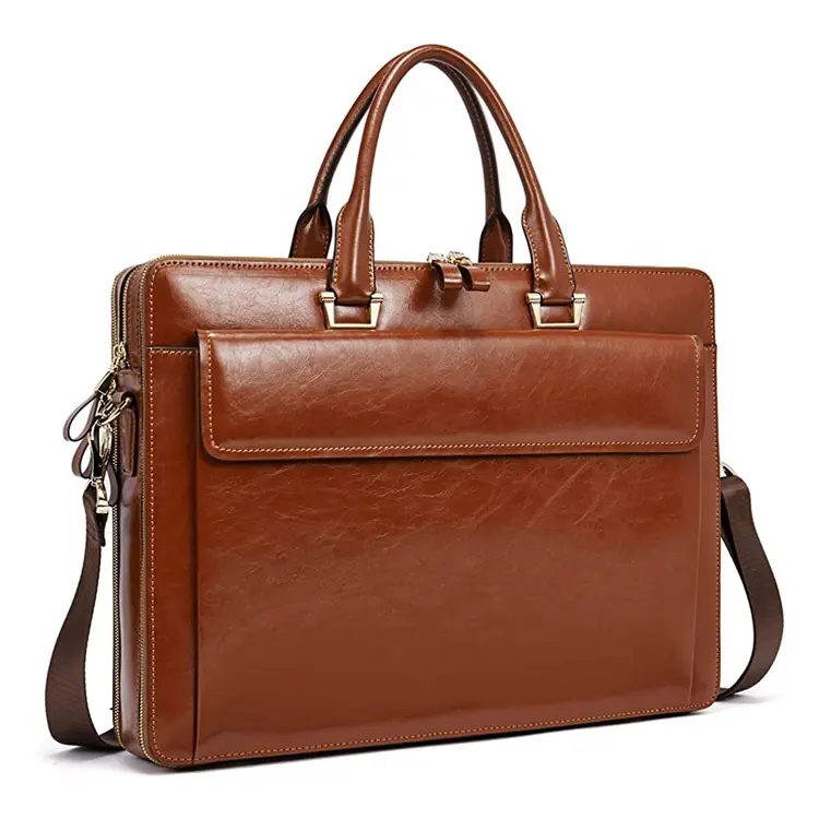Custom Cowhide Genuine Leather Deluxe Large Briefcase For Men Handbag Shoulder LAPTOP BRIEFCASE BAGS Luxury Messenger Bag
