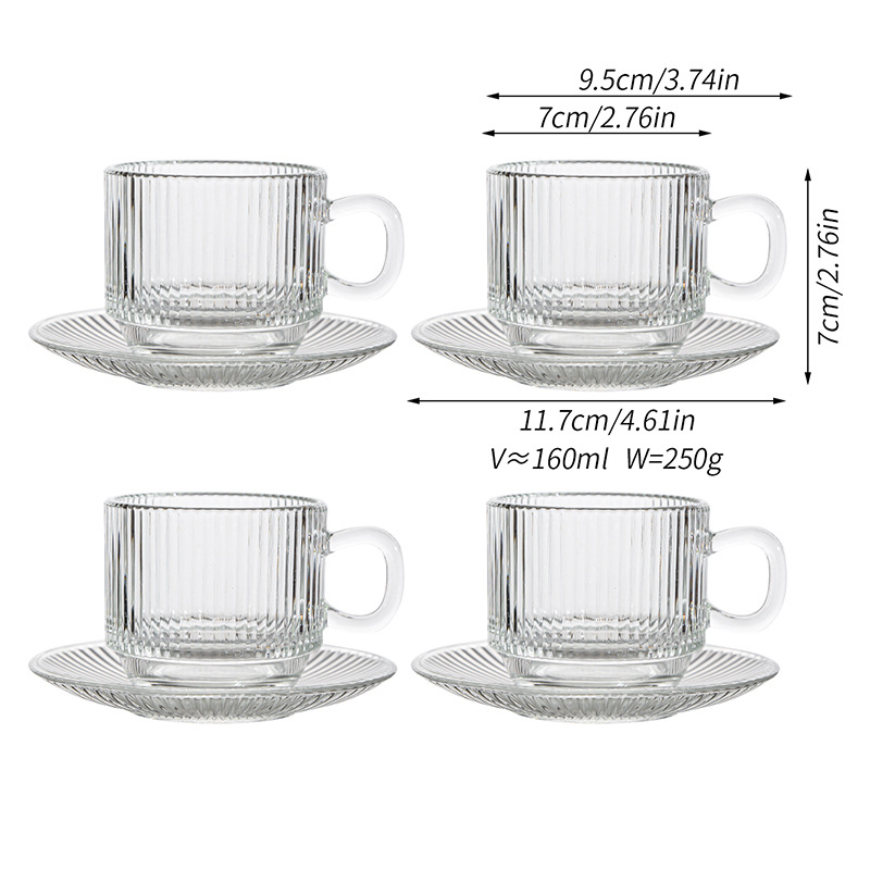 Striped 4-piece set - cups and saucers
