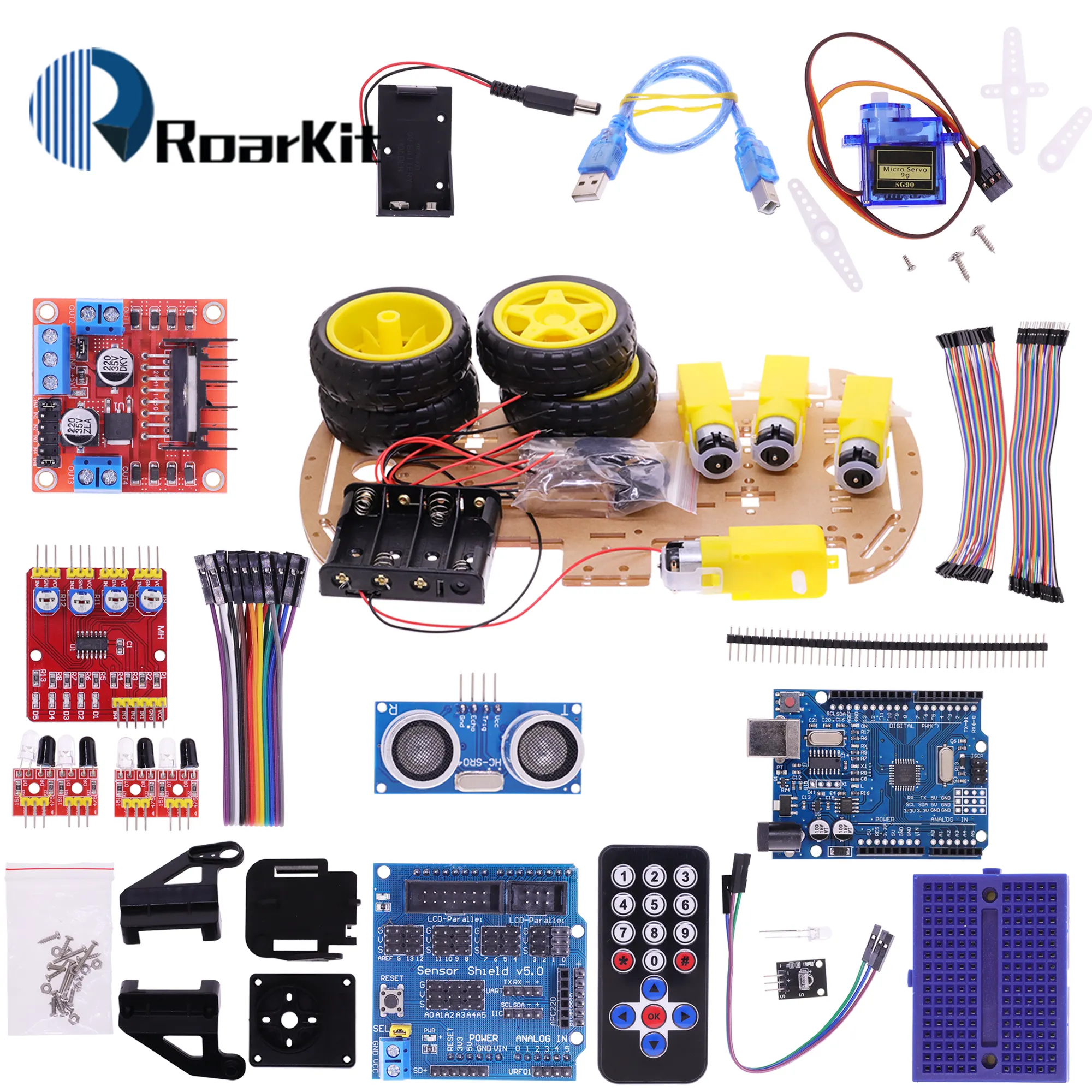 스마트 카 키트 4WD 스마트 로봇 자동차 섀시 키트 속도 인코더 배터리 박스 DIY 전자 키트 자동차