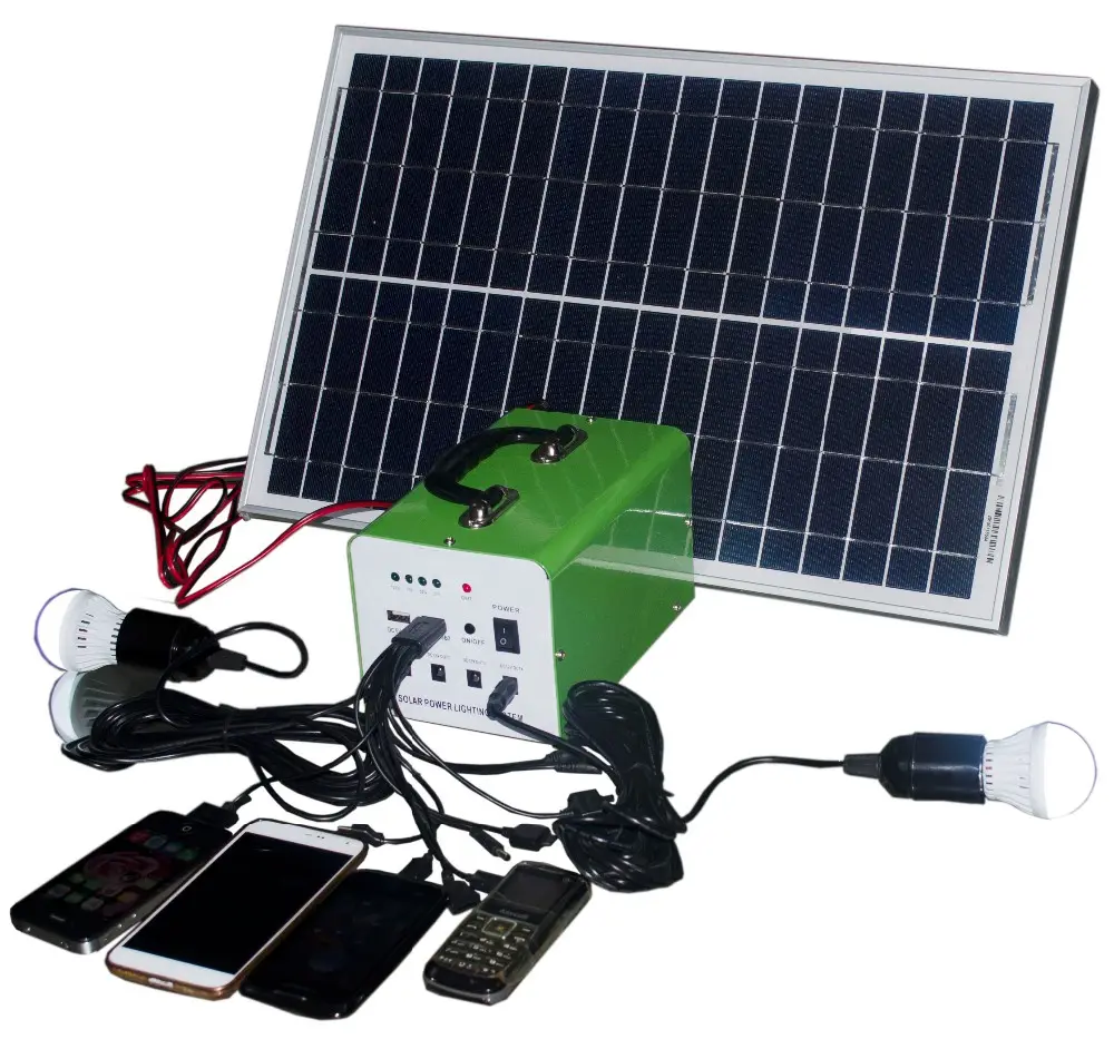 Mini kit de inversor de sistema de energía solar para el hogar, luz LED, teléfono, camping, usado