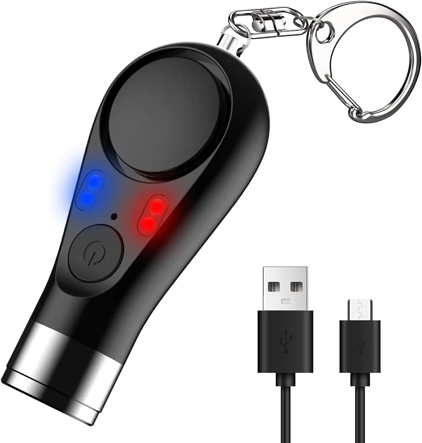 135DB LED Portable Women Emergency Self Defense Keychain Rechargeable Safety Personal Alarm with SOS Warning Flashing Light