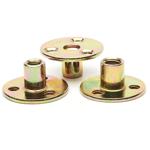 M10 Brad lỗ TEE <span class=keywords><strong>Nut</strong></span> với ba lỗ sắt thép carbon tròn cơ sở t Hạt đồ nội thất phần cứng mặt bích chèn nữ chủ đề - Product Image 5