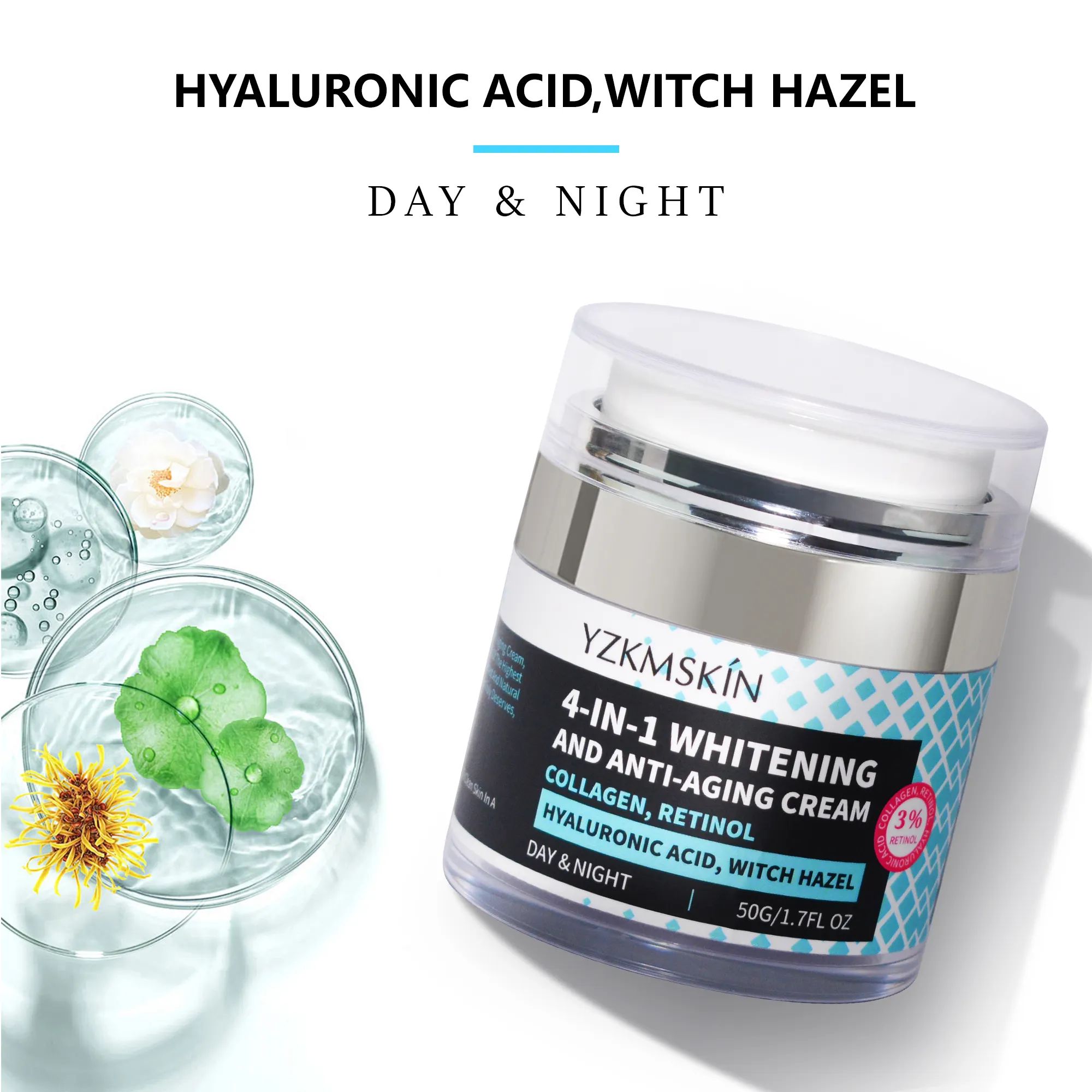 4 em 1 ácido hialurônico colágeno retinol melhor creme anti-rugas hidratante clareador levantamento anti-idade creme facial dia e noite