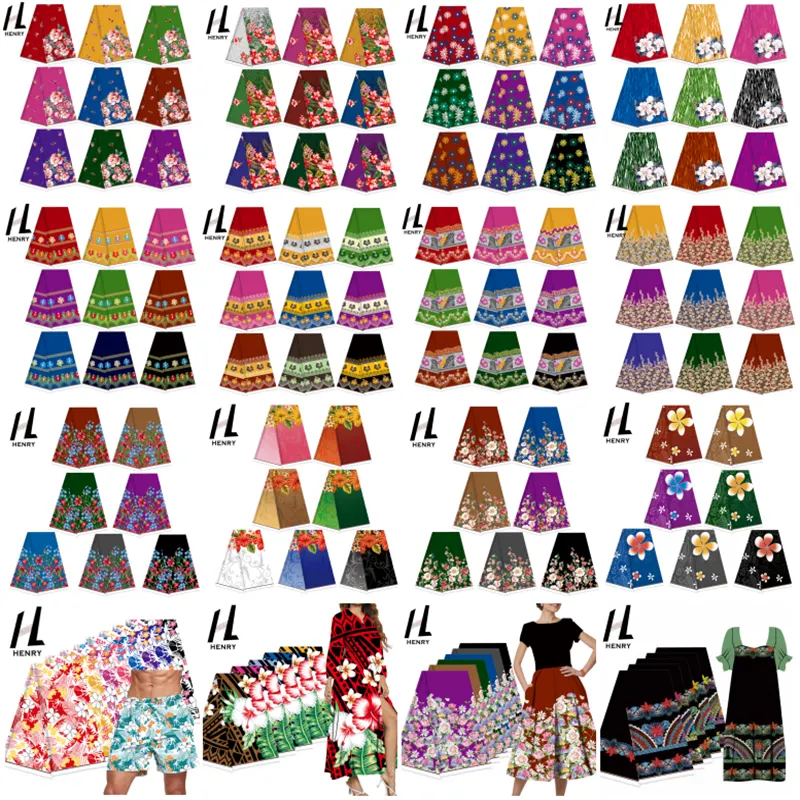 Henry Factory Wholesale Free Sample Random Color Style Printed Fabric for Dresses Skirt Clothes Garments