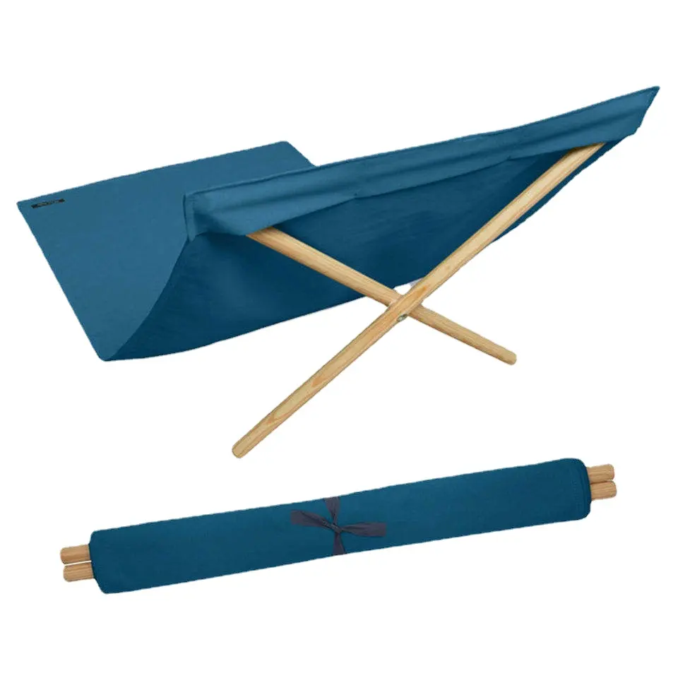 Hangrui nouvelle chaise de tapis de plage en coton résistant au sable portable pour l'extérieur, poteau en bois pliant siège bas soleil plage Pack chaise longue