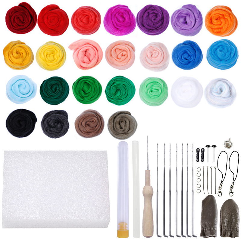 25 couleurs 3 grammes de laine + sac à outils