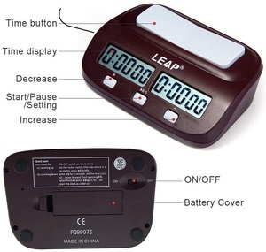 Orologio da scacchi marrone Timer da scacchi digitale per gioco da tavolo professionale con conteggio degli scacchi up -down,Bonus e Delay - Product Image 4