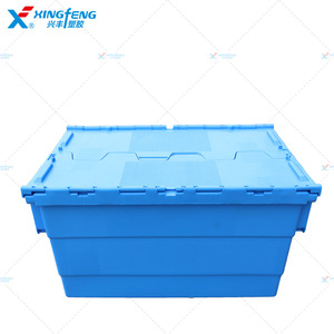 Totes Transporte logístico Anidamiento Caja móvil de plástico Contenedores Caja apilable adjunta con tapa Tamaño del contenedor 600*400*415mm