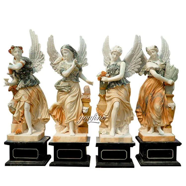 Sculpture de jardin en pierre naturelle quatre saisons, Statue en marbre, ange de déesse, moderne, taille vie