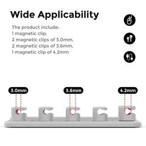 Ahastyle ที่ยึดสายแม่เหล็กแบบ WG104, คลิปยึดสายเคเบิลบนโต๊ะ5สายเคเบิลข้อมูลอุปกรณ์จัดระเบียบสาย USB - Product Image 3