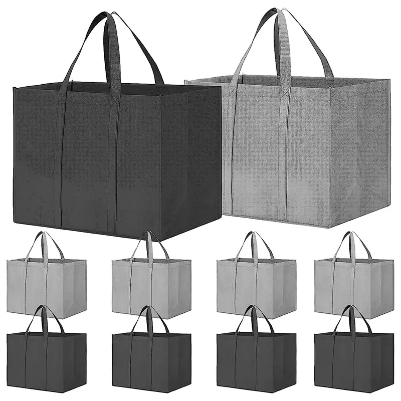 कस्टम लोगो मुद्रित के साथ हॉट सेलिंग हेवी ड्यूटी इको पुनर्नवीनीकरण गैर बुना बैग पुन: प्रयोज्य शॉपिंग बैग