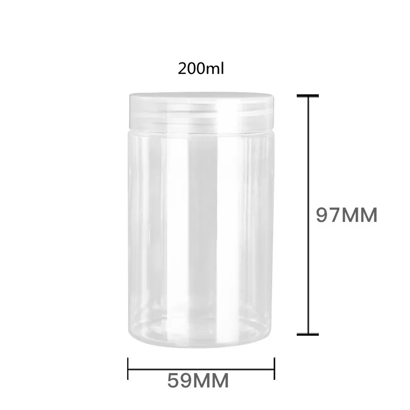 Pots en plastique rond Transparent avec couvercles en pp, canière de qualité alimentaire, contenant de stockage vide, vente d'usine, ml