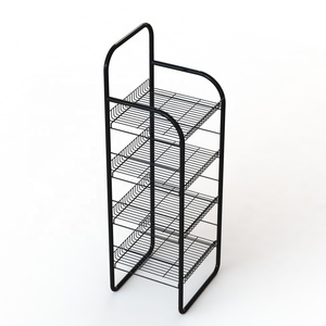 Espositore per generi alimentari da pavimento con quattro cestini in filo metallico espositore per minimarket a più livelli espositore per scaffali POP in metallo - Product Image 3