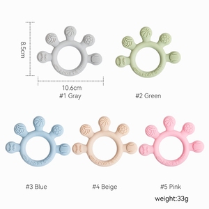 Unisex mềm đồ chơi mới nhất cấp thực phẩm Silicone núm vú bé Teether gấu hình dạng động vật với Giáo Dục Tính năng an toàn - Product Image 6