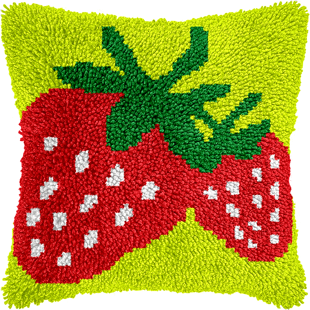 Latch Hook Cushion Kit with Strawberry design