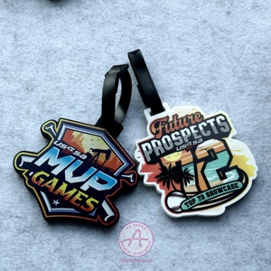 Tùy chỉnh PVC hành lý <span class=keywords><strong>tag</strong></span> cao su in ấn logo đôi bên mẫu miễn phí dây đeo phụ kiện Debossed dập nổi - Product Image 2