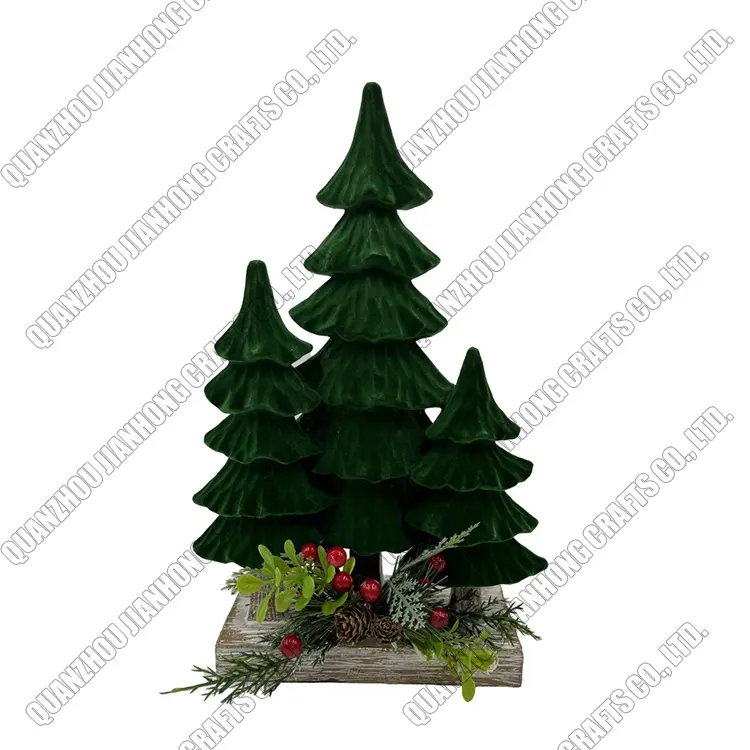 Decoraciones navideñas Promocional Personalizado Flocado Resina Árbol de Navidad