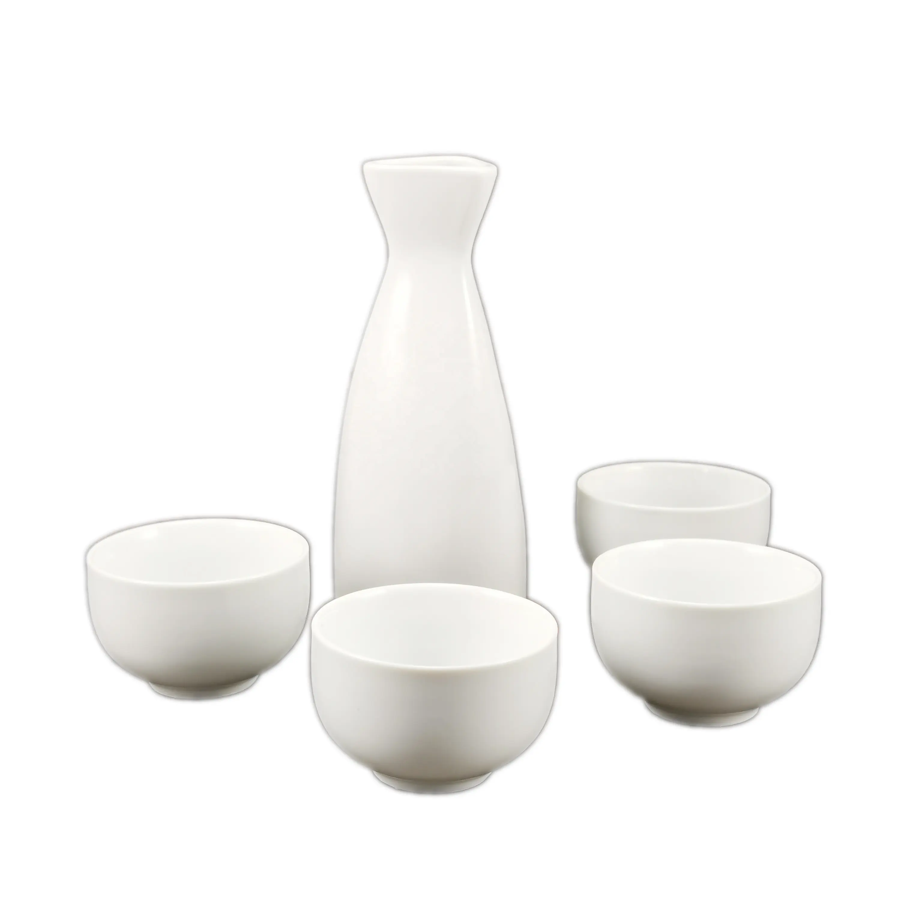 Großhandel japanischen Stil Porzellan Sake Weinflasche und Tassen Set individuelles Design Logo fünfteiliges Set Keramik Wein becher Sets