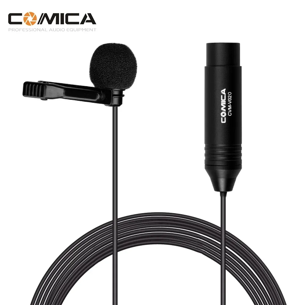 COMICA CVM-V02O XLR 4.5m Omnidirezionale Lavalier Metallo Microfono 48V per Panasonic/Canon/Sony/Nikon Videocamere