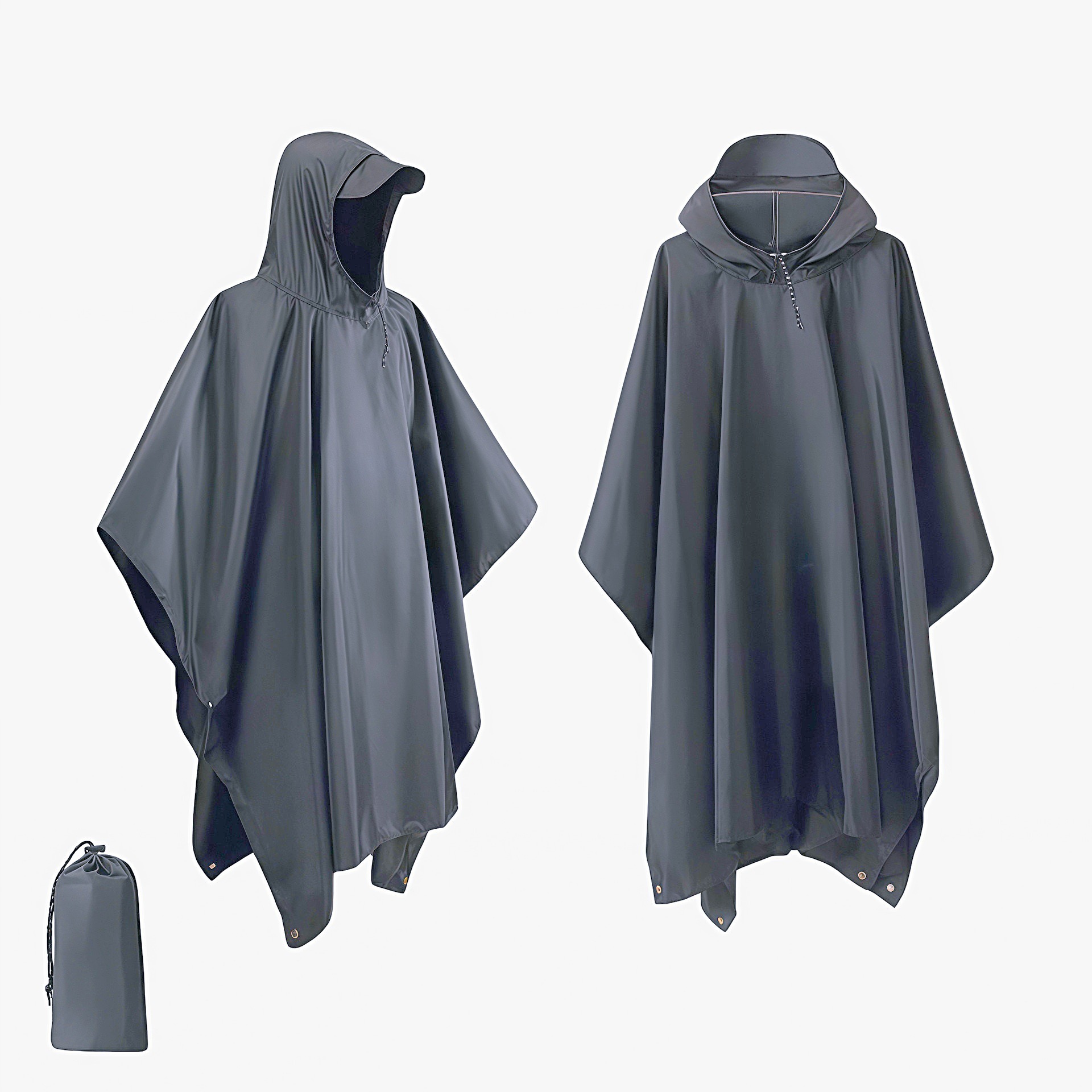 Pantalón gris de tafetán de poliéster con acabado en PU, sin bolsillos con solapa.