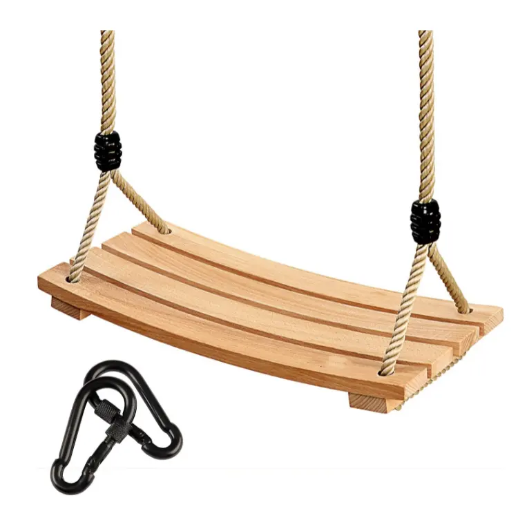 Columpio de árbol de madera para interior y exterior, cuerda, conjunto de columpio de madera para niños y adultos