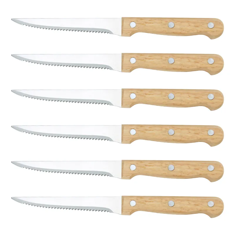 5 inch serrated laguiole cutlery set of 6 piece wooden handle steak knife with gift box