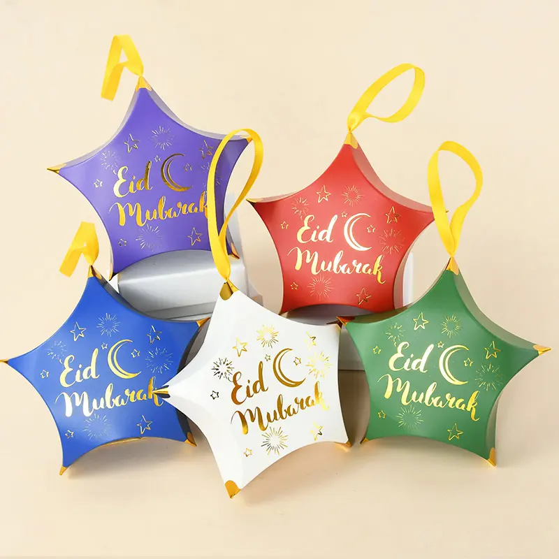 5 pezzi a forma di stella Eid Mubarak confezione regalo di caramelle Ramadan Mubarak festa islamica musulmana forniture per decorazioni fai da te SP-74