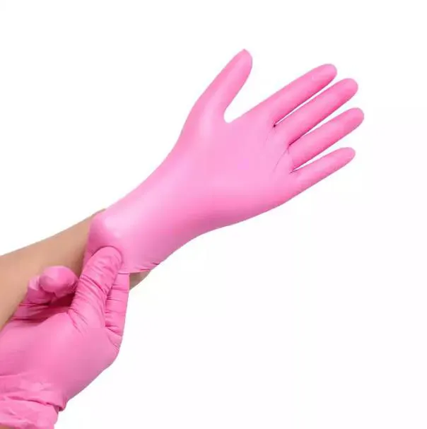 Gants en nitrile rose jetables de haute qualité à bas prix gants en nitrile mélangés pour le travail ménager