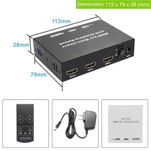 Conmutador HDMI 2 entradas 1 salida Yunzuo conmutador HDMI sin costuras multivisor 2 entradas 1 salida con alta resolución - Product Image 2
