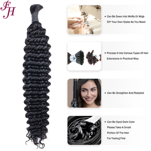 FH islak ve dalgalı derin dalga İnsan örgü saç toplu hiçbir atkı 100% işlenmemiş hint kıvırcık Remy toplu saç uzatma örgü için - Product Image 4