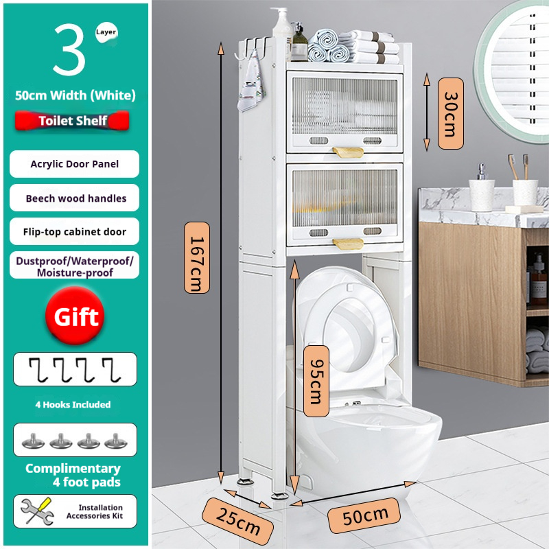 support de rangement pour toilettes blanc à 3 couches