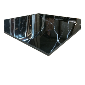 光沢のあるCeramタイル黒と白Mabl 600x600mm,モダン高光沢仕上げインテリアフローリング壁装飾