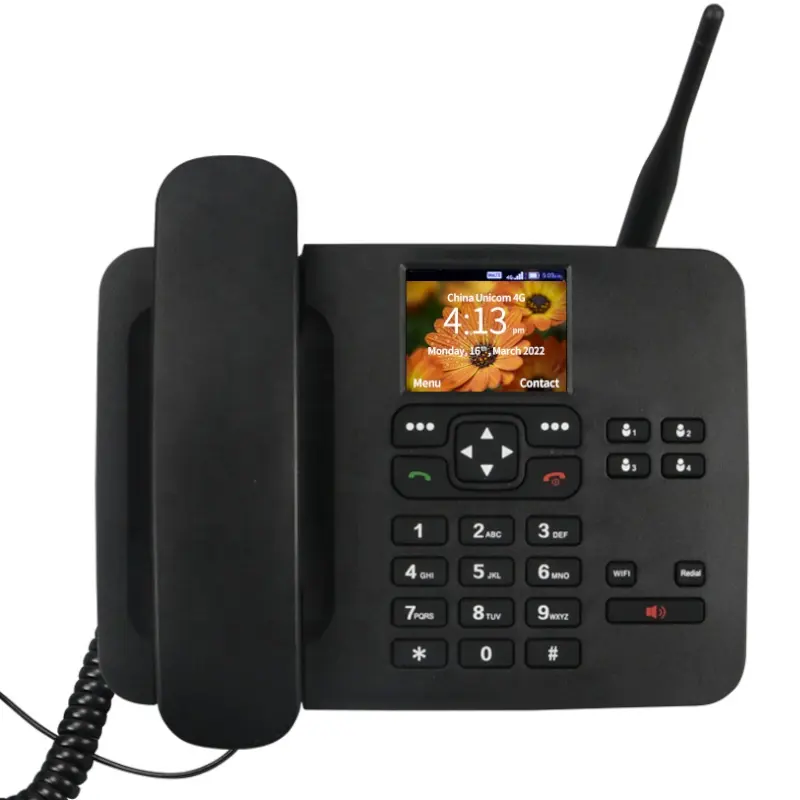 OEM ODM 2G 3G 4G लैंडलाइन कॉर्डलेस 2.4 इंच कलर VoLTE कॉल वाईफाई हॉटस्पॉट टेलीफोन डेस्कटॉप फिक्स्ड वायरलेस फोन सिम कार्ड के साथ