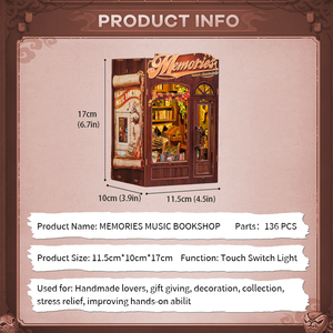 Cutebee Phong Cách Mới Mini 3D Câu Đố Bằng Gỗ Kỷ Niệm Âm Nhạc Hiệu Sách Kệ Sách Trang Trí Mini DIY Cuốn Sách Nook Kit Sử Dụng Như Một Món Quà - Product Image 5