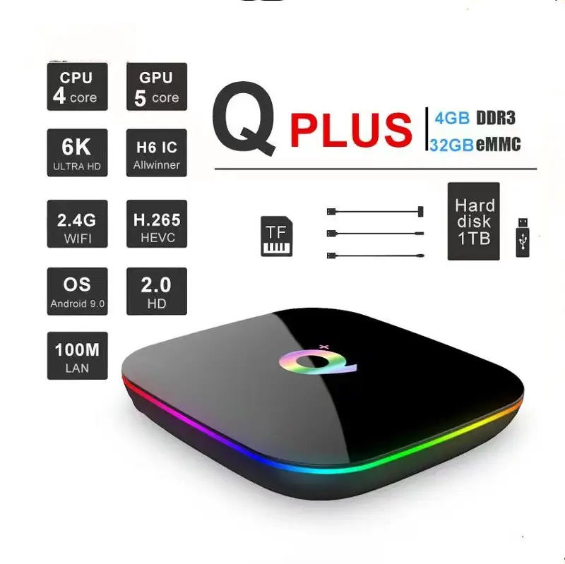 Venta Superbox Android 9,0 Tv Box Q + Allwinner H6 4Gb 32Gb 64Gb Quad Core Set-top Tv Box Iptv App 4k Q + Androidtvbox