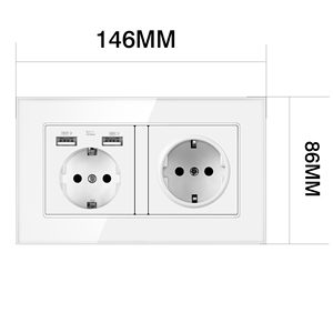 欧盟墙壁电源插座，16a电气插头接地隐藏发光二极管指示灯，带Usb CE OEM 16A Moko技术插座的双插座 - Product Image 2