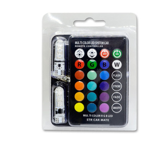 หลอดไฟ LED T10 5050 6SMD ซิลิโคนสี RGB พร้อมแบตเตอรี่ระบบไฟอัตโนมัติ - Product Image 5