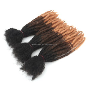 KAMA toptan Afro Remy bakire saç ekleme 100% sapıkça tarzı Dreadlock kıvırcık biter ile derin tanrıça Locs 1B/4/27 # renk - Product Image 2