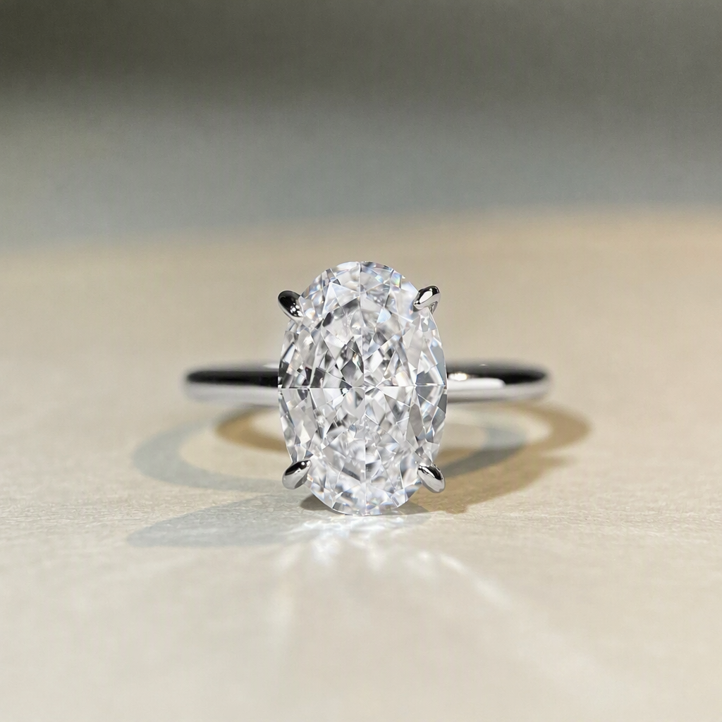 White 8*12 moissanite ring