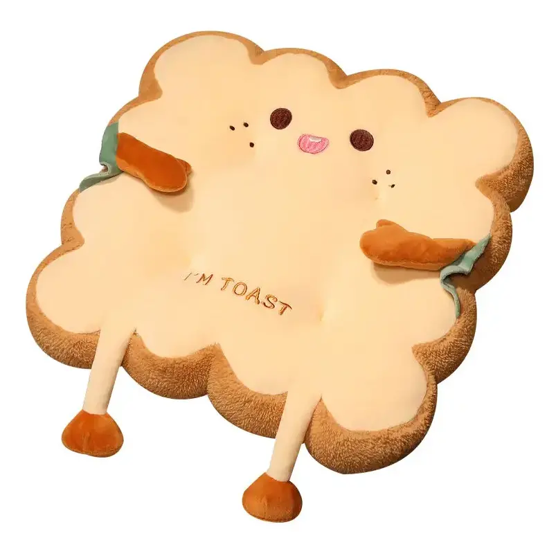 J299カスタムロゴぬいぐるみ小さなぬいぐるみソファ屋内床の装飾かわいい丸いトーストパン枕トースト形状シートクッション