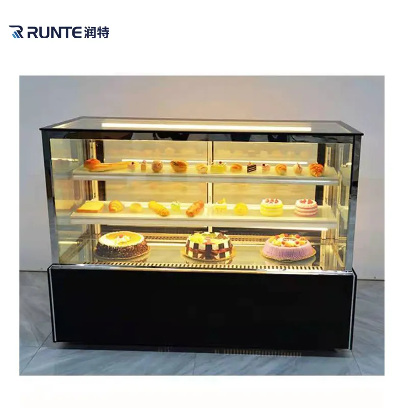 1,5 m 1,8 m 2m schwarzer Marmor kuchen kühlschrank/3-lagiges Kuchen kühlschrank display