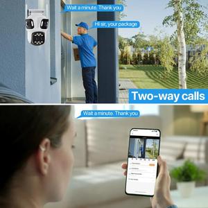 ICsee 12MP 3K IP kamera dört Lens dört ekran 8X optik Zoom İnsan algılama izleme açık Ptz Wifi ağ kamerası - Product Image 5