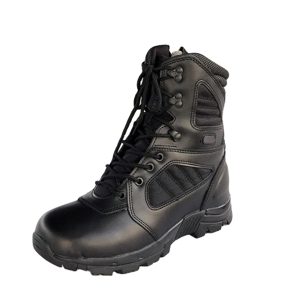 DFM13 bottes tactiques noires Design de mode anti-dérapant imperméable chaud bottes courtes doublure en peluche dames bottes de neige
