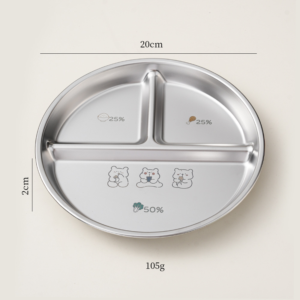 Silver 304 childrens plate-color shock bear