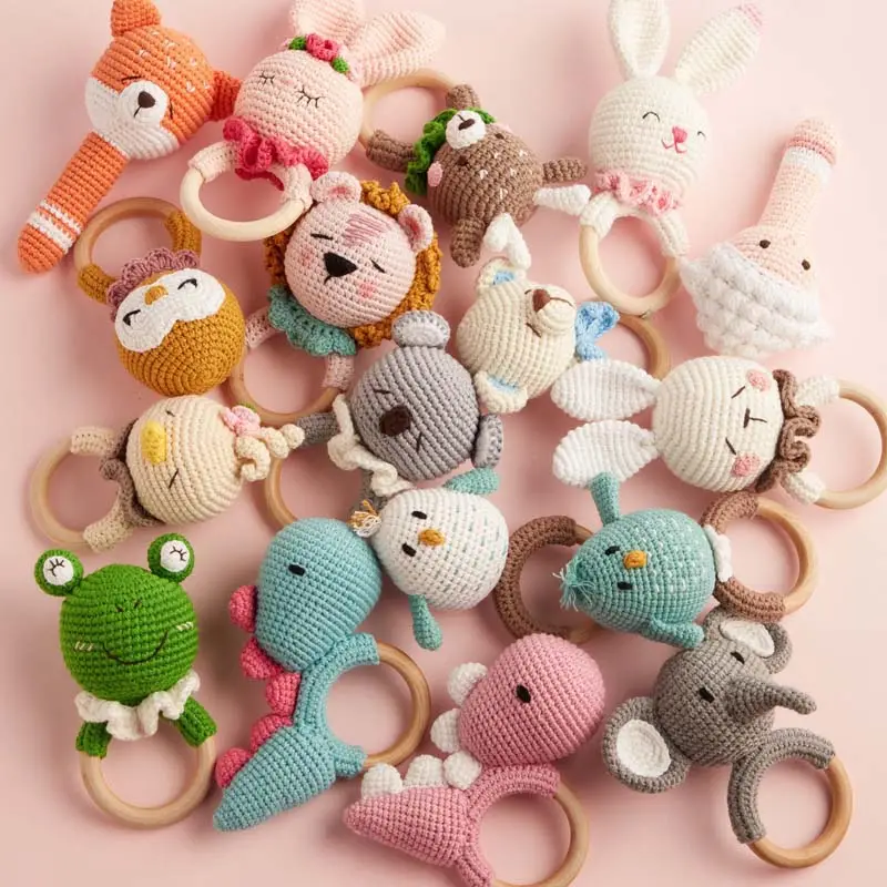 Gehaakte Rammelaar Breien Bijtring Ring Baby Chew Toy Baby Tandjes Rammelaar Amigurumi Rammelaar Baby Shower Gift Kinderziektes Speelgoed