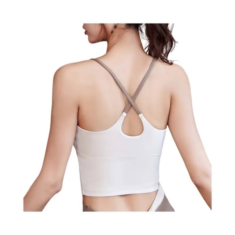 Sexy bretelle sottili e incrociate reggiseno sportivo elastico con assorbimento degli urti gilet raccolti yoga fitness abbigliamento esterno interno